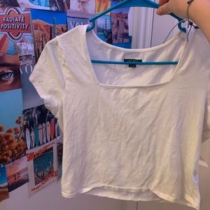 white crop top square neck size large but fits m/s